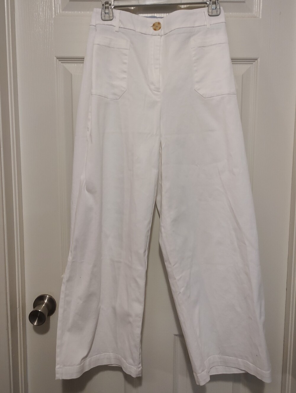 Cato Classics White High-Rise Wide Leg Crop Pants
